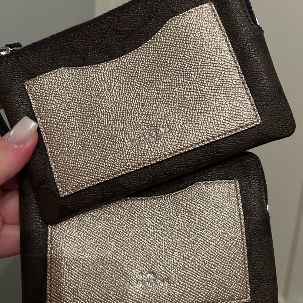 Coach Brown and Rose Gold Wristlet